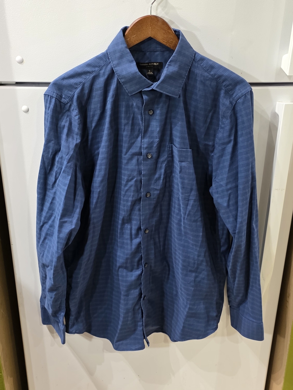 Banana Republic Men's Blue Windowpane Button-Down Shirt